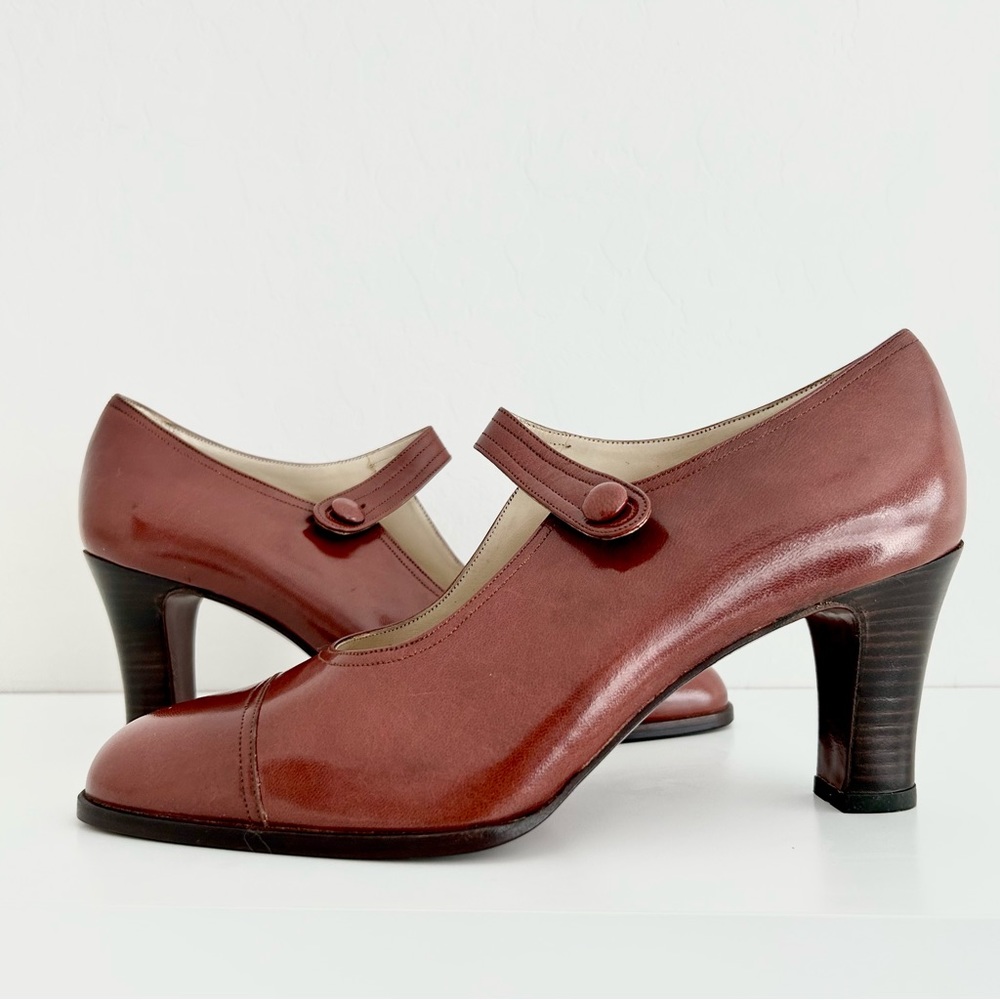 Vintage Yanko Heels, Made in Spain, Chestnut Brown, Size 7, New